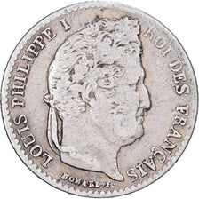 Francia, Louis Philippe I, 1/4 Franc, 1844, Paris, Plata, BC, Gadoury:355