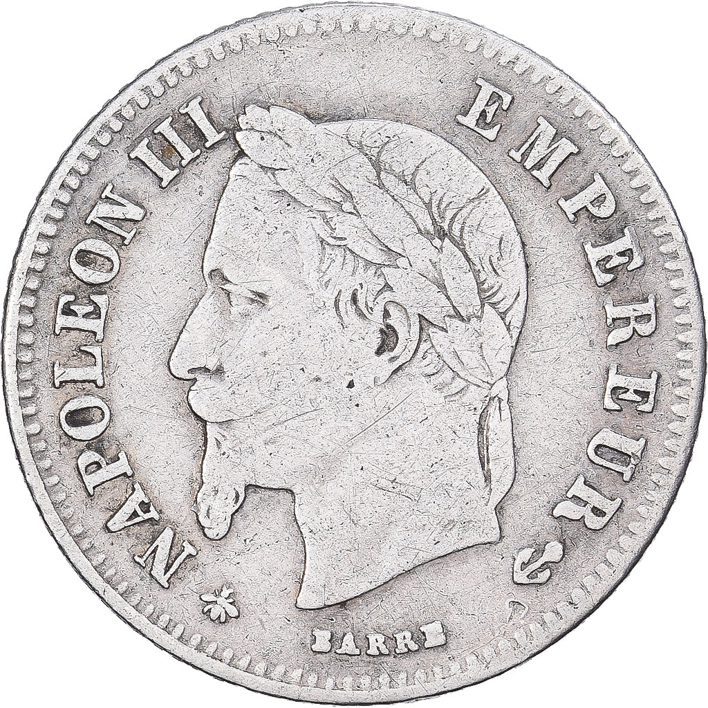 France, Napoléon III, 20 Centimes, 1866, Paris, Argent, TB+, Gadoury:308