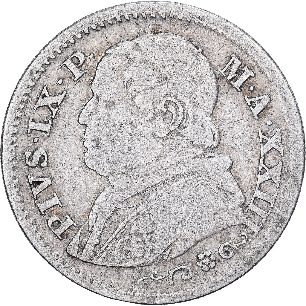 Vatikanstadt, PAPAL STATES, Pius IX, 10 Soldi, 50 Centesimi, 1868, Rome, Silber
