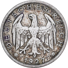 Deutschland, Weimarer Republik, Mark, 1927, Stuttgart, Silber, SS, KM:44