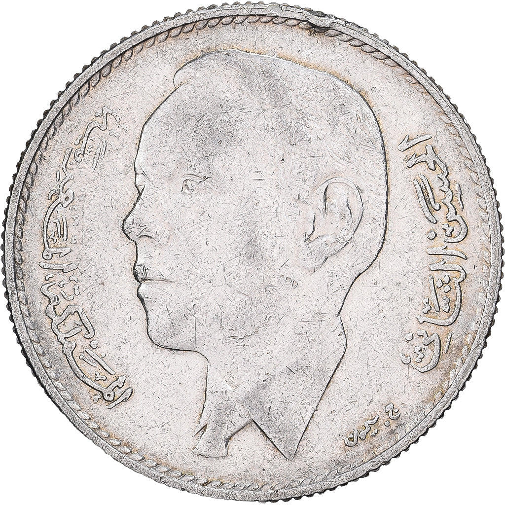 Morocco, al-Hassan II, 5 Dirhams, 1965/AH1384, Paris, Silver, AU(50-53), KM:57