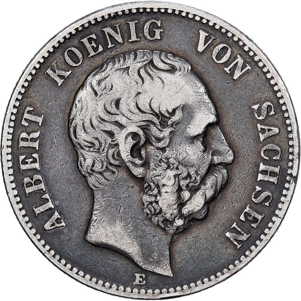 Empire allemand, SAXONY-ALBERTINE, Albert, 2 Mark, 1877, Muldenhütten, Argent