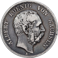 Empire allemand, SAXONY-ALBERTINE, Albert, 2 Mark, 1877, Muldenhütten, Argent