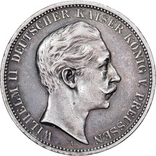 Empire allemand, PRUSSIA, Wilhelm II, 3 Mark, 1909, Berlin, Argent, TTB, KM:527