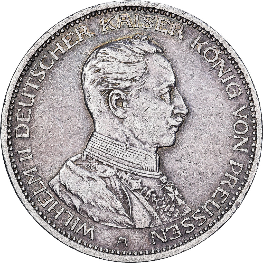 NIEMCY - IMPERIUM, PRUSSIA, Wilhelm II, 3 Mark, 1914, Berlin, Srebro, AU(50-53)