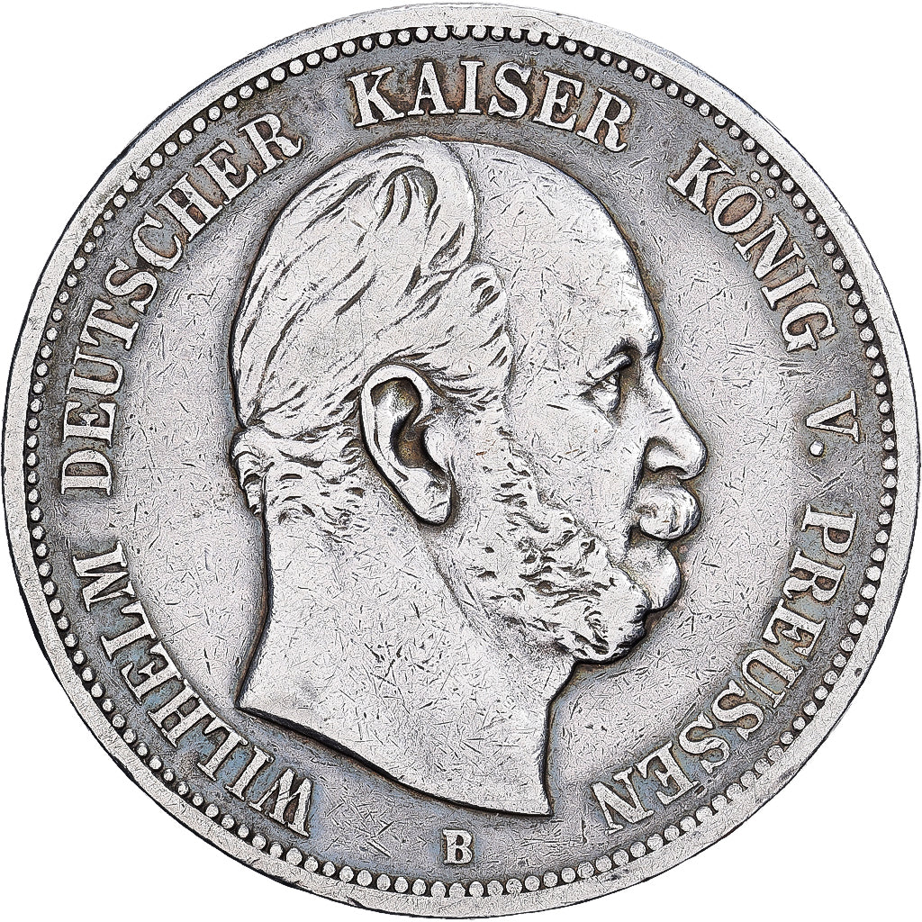 ALEMANHA - IMPÉRIO, PRUSSIA, Wilhelm I, 5 Mark, 1876, Hannover, Prata