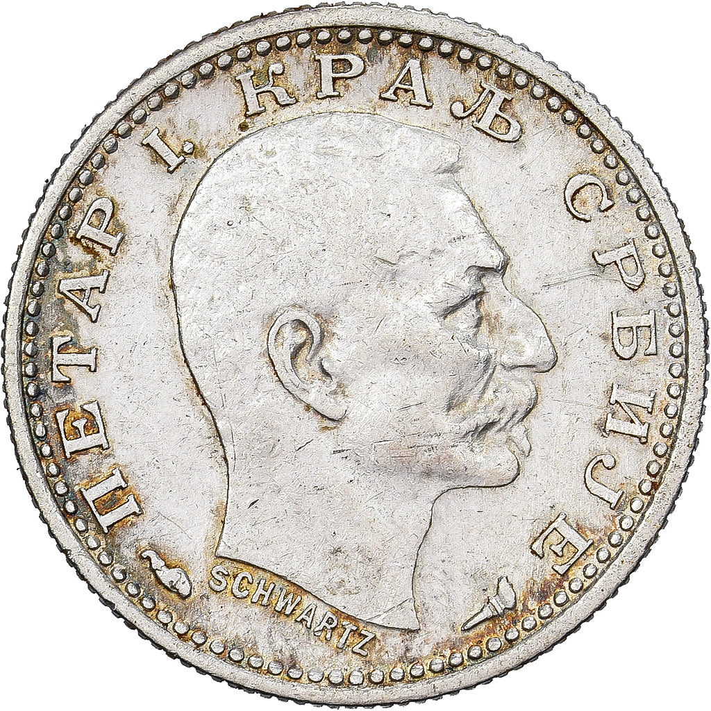 Servië, Peter I, 50 Para, 1915, Zilver, ZF+, KM:24.1