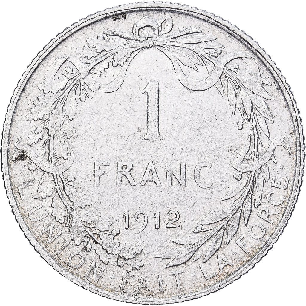 Belgia, Albert I, Franc, 1912, Brussels, Srebro, EF(40-45), KM:72