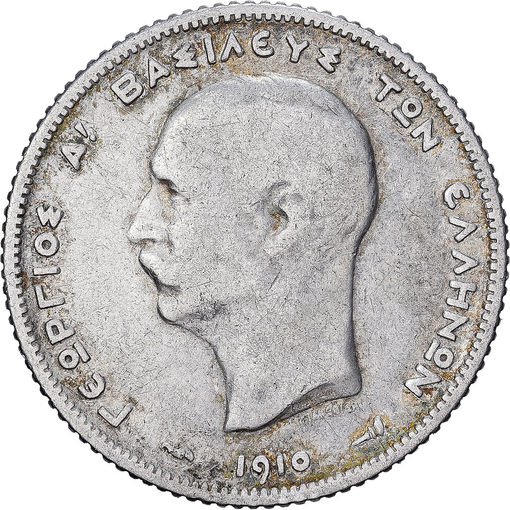 Greece, George I, Drachma, 1910, Silver, VF(30-35), KM:60
