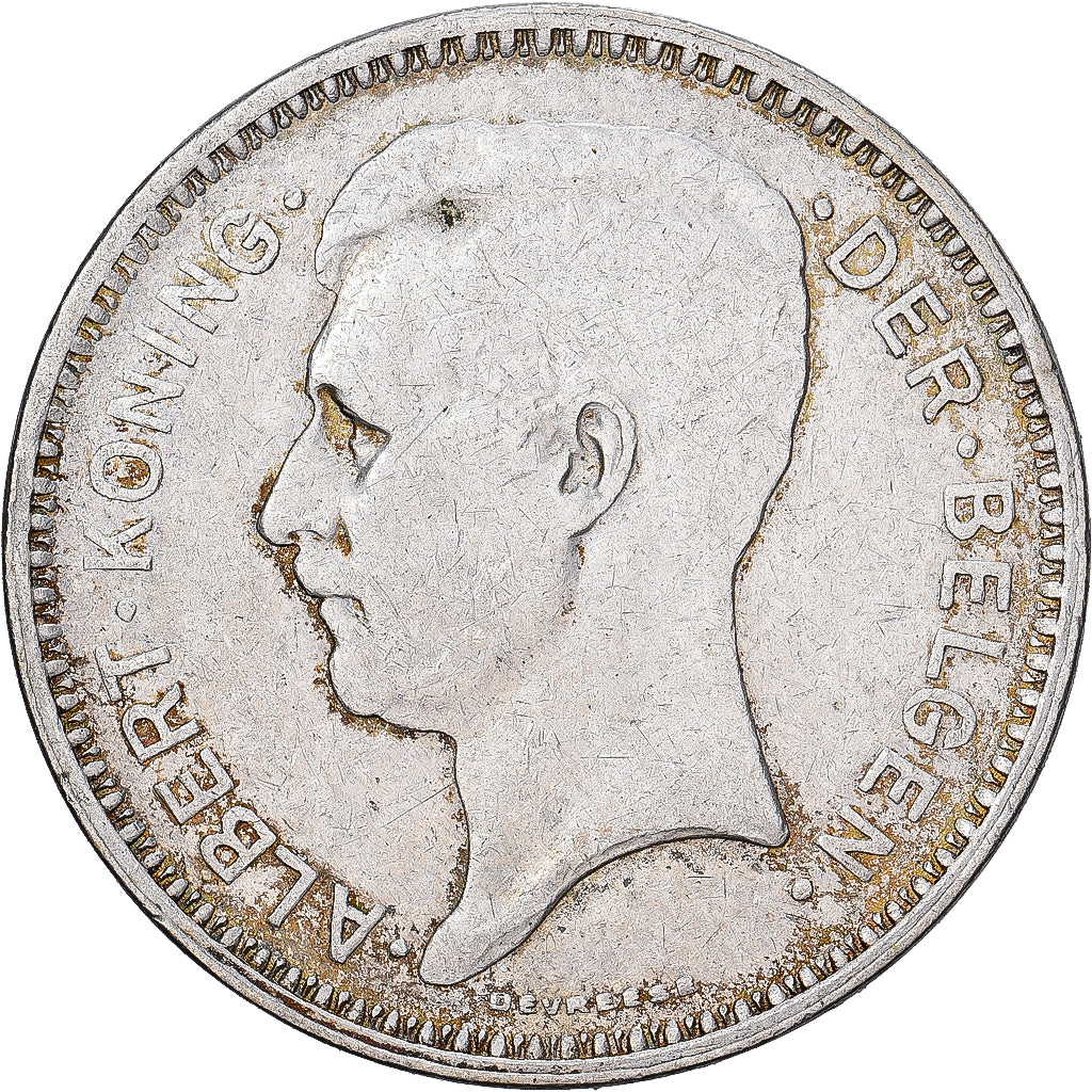 Belgio, Albert I, 20 Francs, 20 Frank, 1934, Tranche B, Argento, BB, KM:104.1