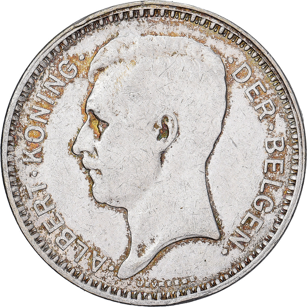 Belgio, Albert I, 20 Francs, 20 Frank, 1934, Brussels, Tranche B, Argento, BB
