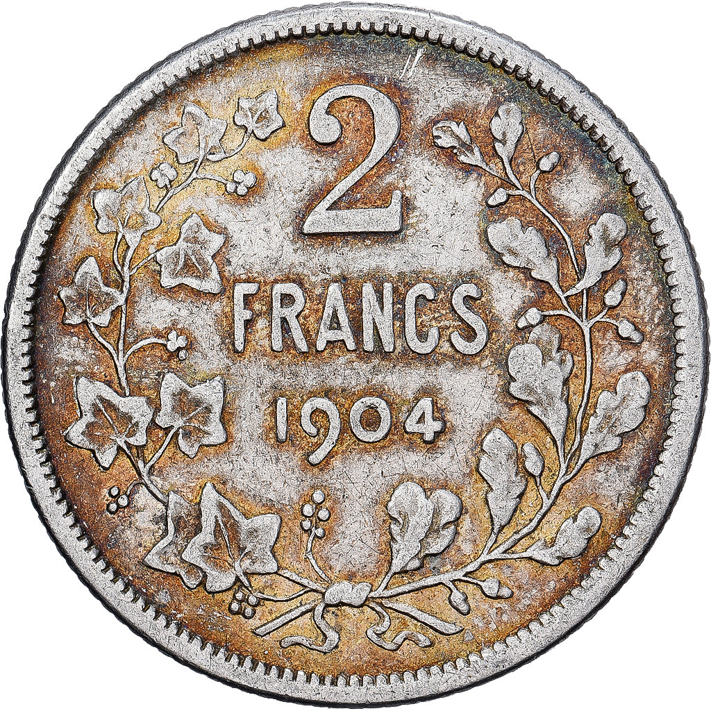 Belgien, Leopold II, 2 Francs, 2 Frank, 1904, Brussels, Silber, S+, KM:59