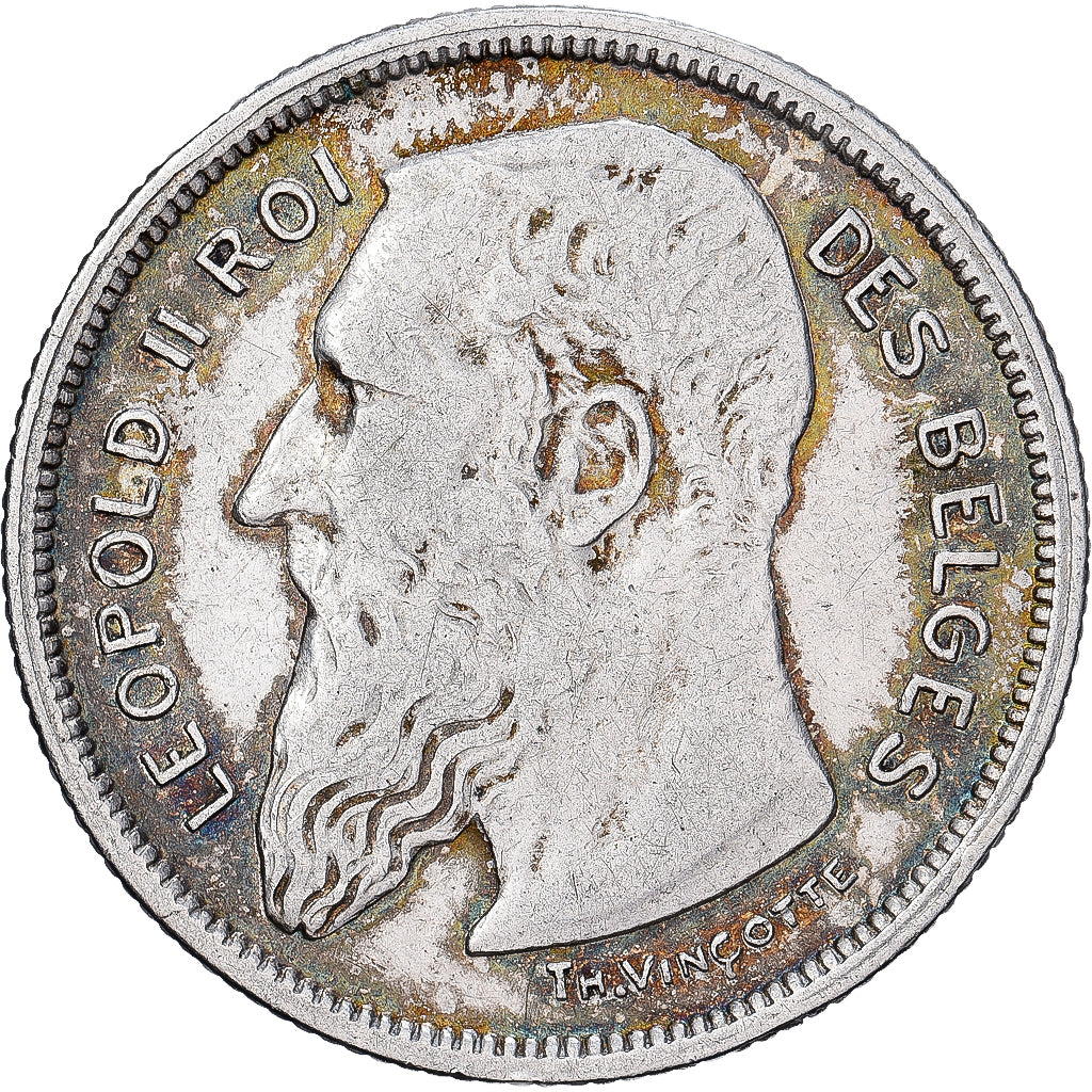 Belgio, Leopold II, 2 Francs, 2 Frank, 1909, Brussels, Argento, MB+, KM:59