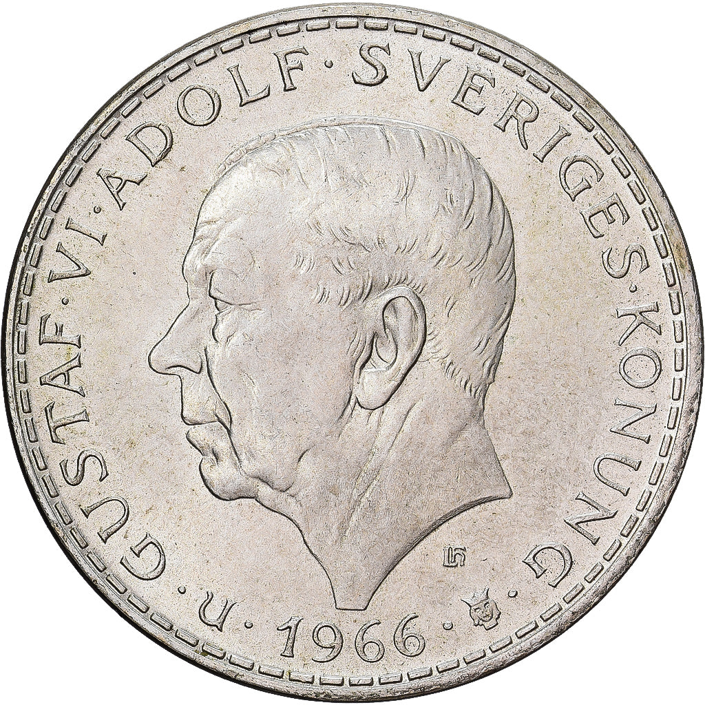 Suecia, Gustaf VI, 5 Kronor, 1966, Plata, EBC, KM:839