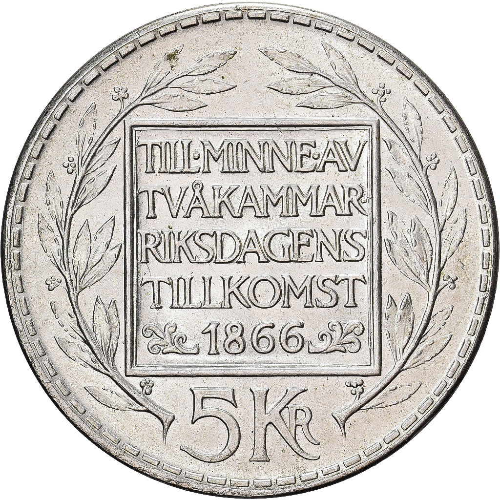 Suecia, Gustaf VI, 5 Kronor, 1966, Plata, EBC, KM:839