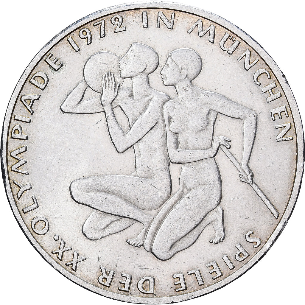 Niemcy - RFN, 10 Mark, 1972, Hamburg, Srebro, AU(50-53), KM:132