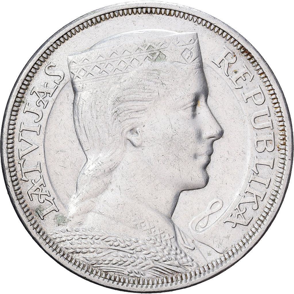 Latvia, 5 Lati, 1931, Silver, AU(55-58), KM:9
