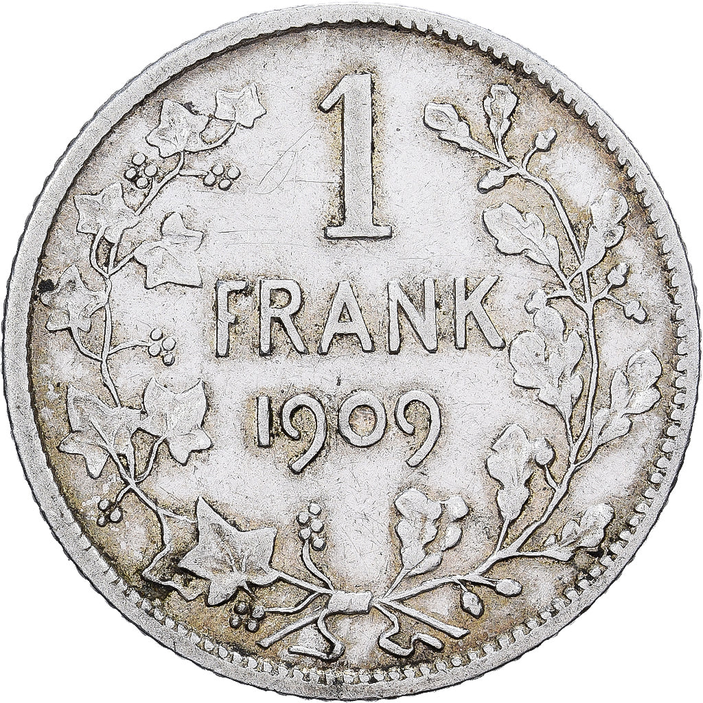 Belgia, Leopold II, Franc, 1909, Brussels, Srebro, VF(30-35), KM:57.2