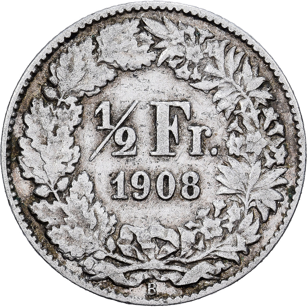 Schweiz, 1/2 Franc, 1908, Bern, Silber, S+, KM:23