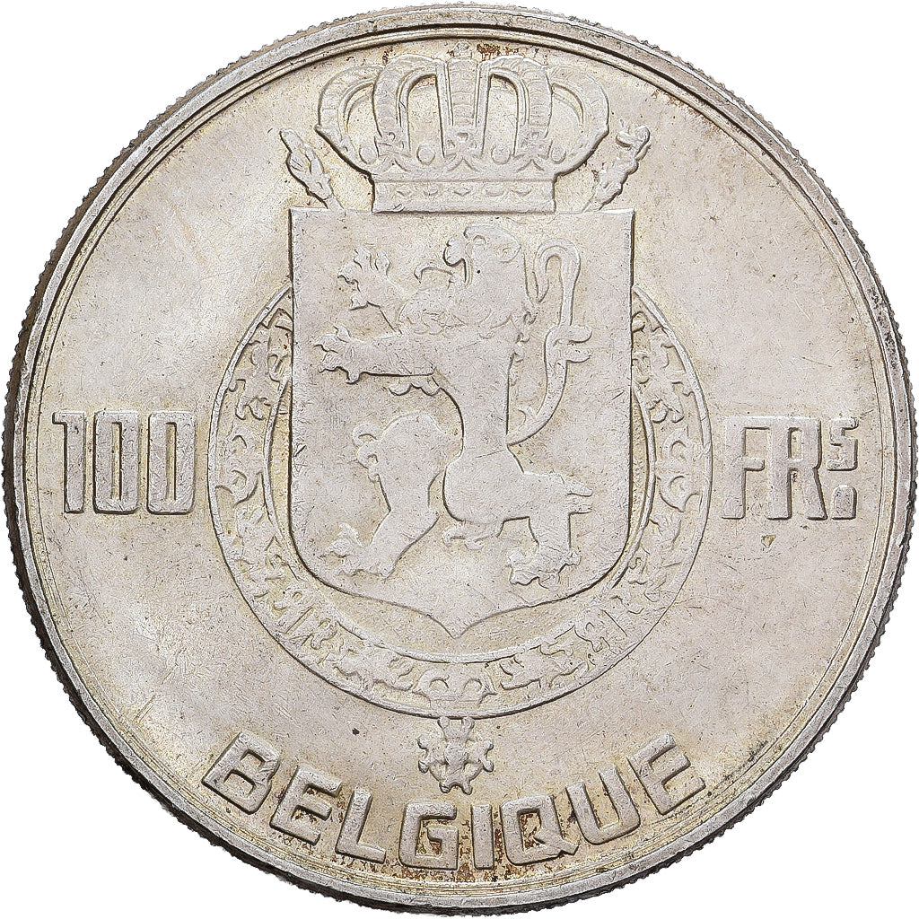 Belgium, Baudouin I, 100 Francs, 100 Frank, 1954, Brussels, Silver, AU(50-53)