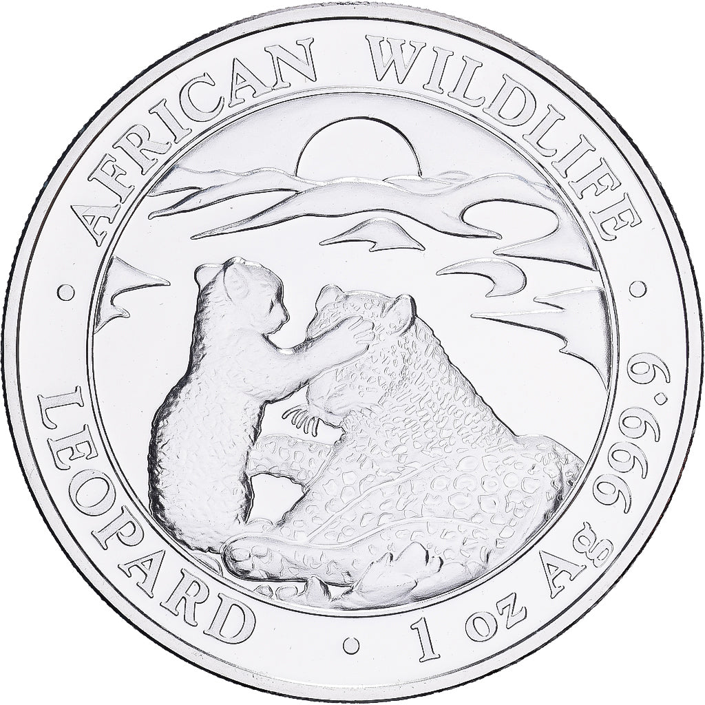 Somalie, 100 Shillings, Léopard, 2019, 1 Oz, Proof, Argent, FDC