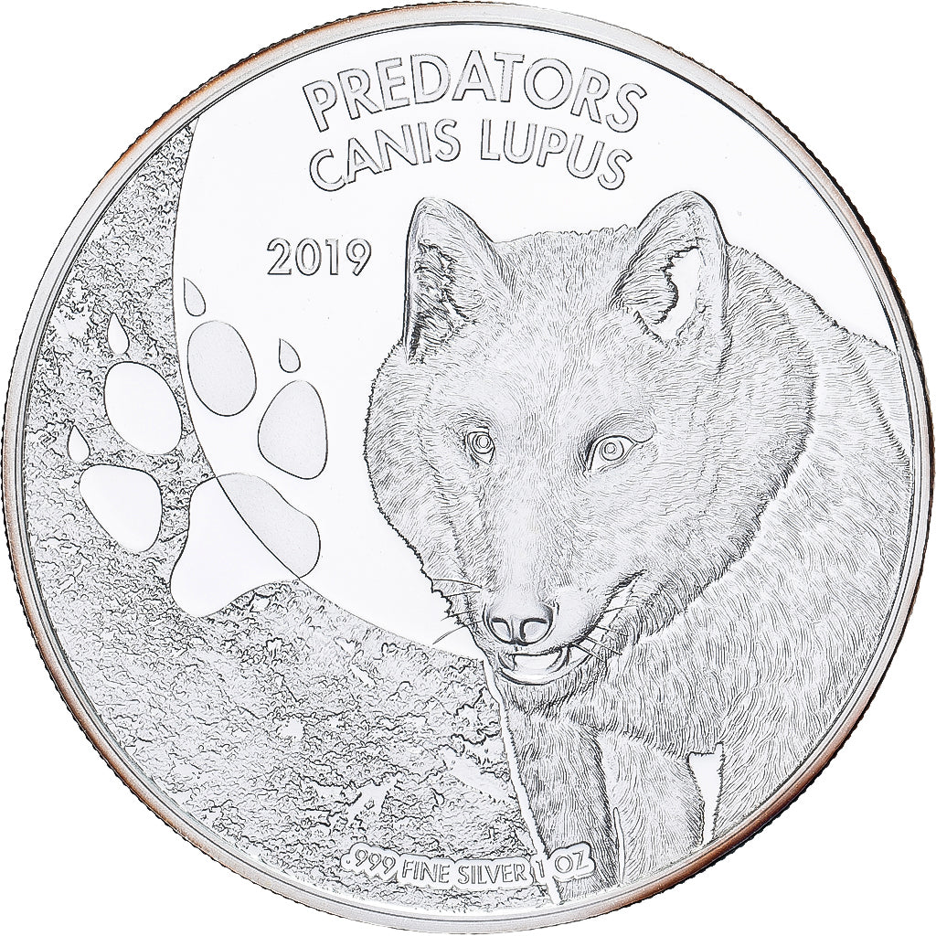 Repubblica Democratica del Congo, 20 Francs, Loup, 2019, 1 Oz, Proof, Argento