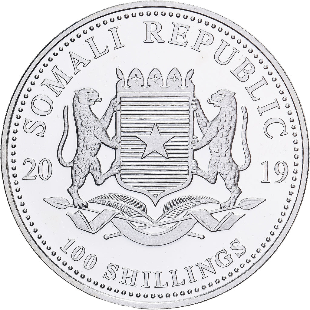 Somalia, 100 Shillings, Elephant, 2019, 1 Oz, Proof, Silber, STGL