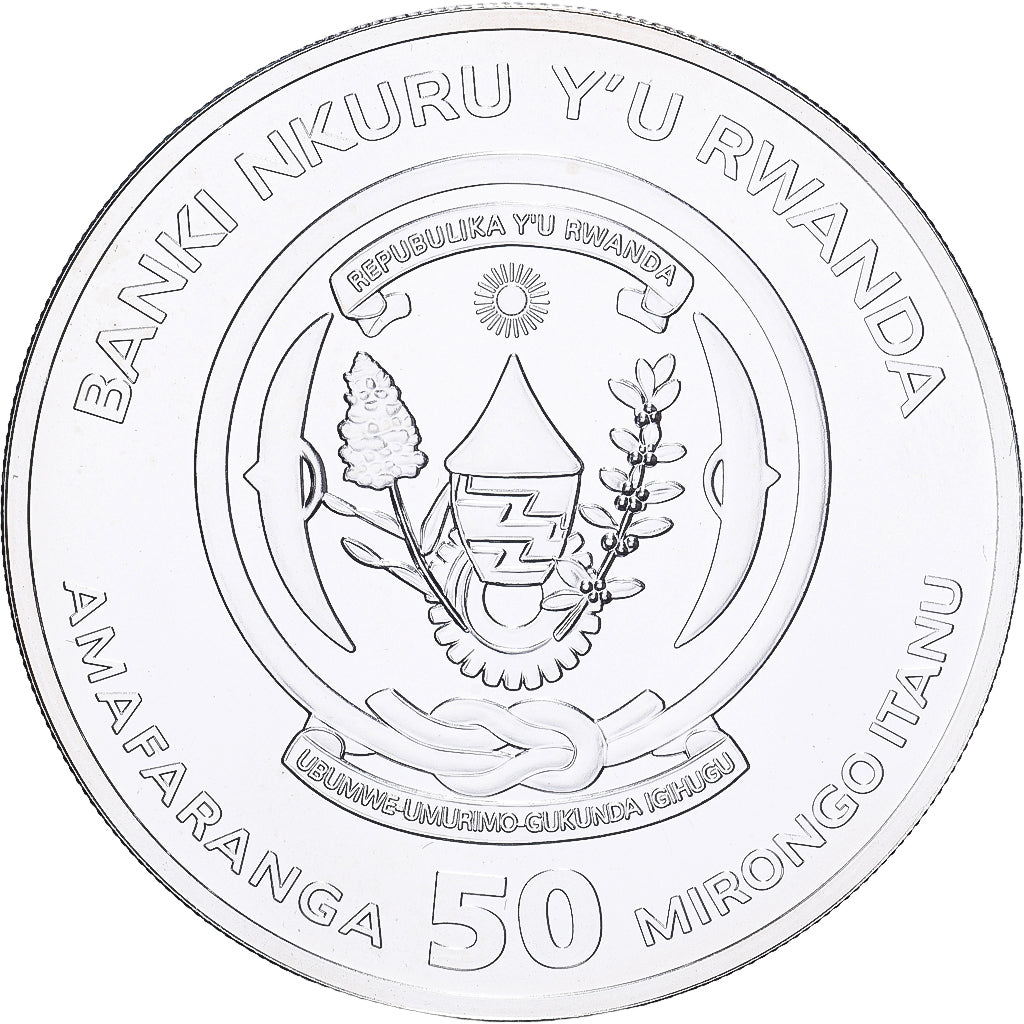 Ruanda, 50 amafaranga, 1 Oz, Elephant, 2019, Proof, Prata, MS(65-70)