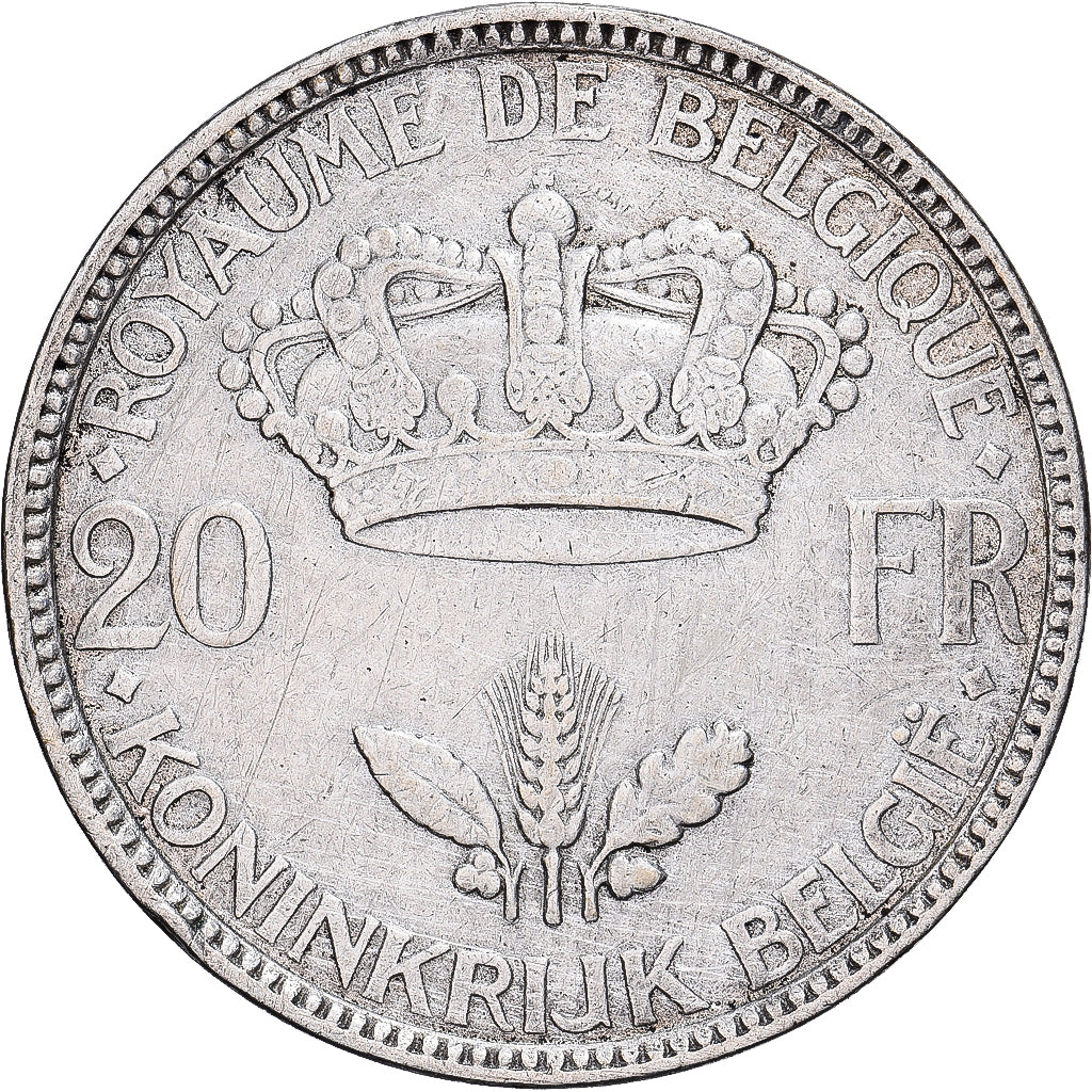 Bélgica, Leopold III, 20 Francs, 20 Frank, 1935, Brussels, Plata, MBC, KM:105
