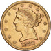 Estados Unidos, $5, Half Eagle, Coronet Head, 1880, U.S. Mint, Oro, MBC+, KM:101