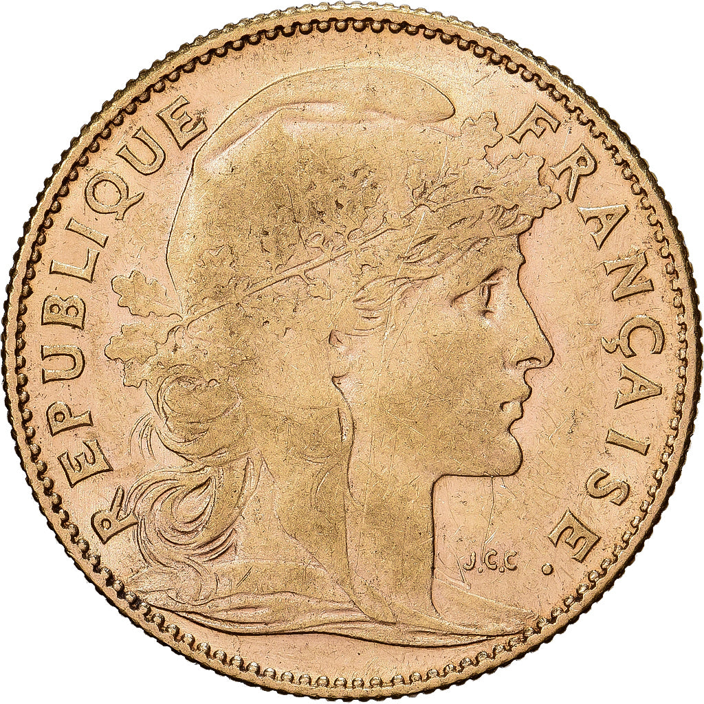 Frankreich, 10 Francs, Marianne, 1907, Paris, Gold, SS, Gadoury:1017, KM:846