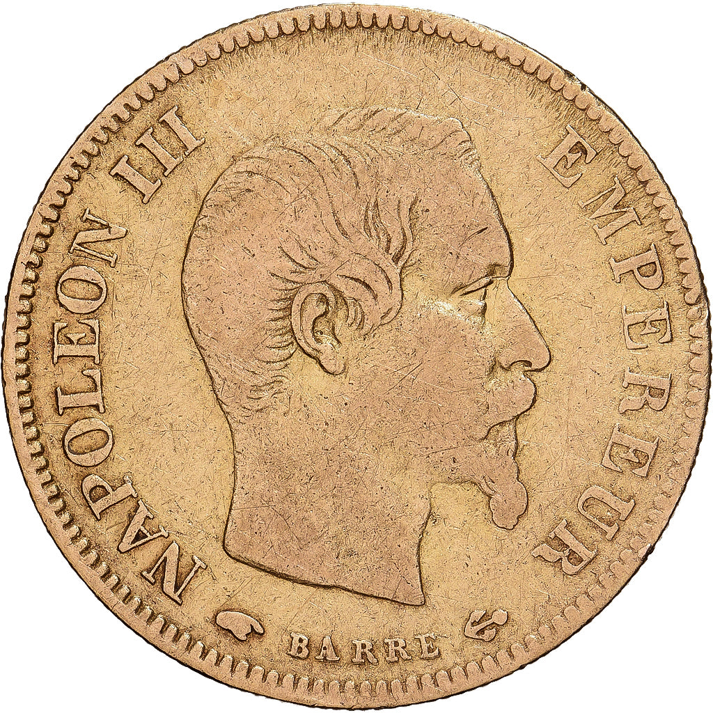 France, Napoleon III, 10 Francs, 1855, Paris, Gold, VF(30-35), Gadoury:1014