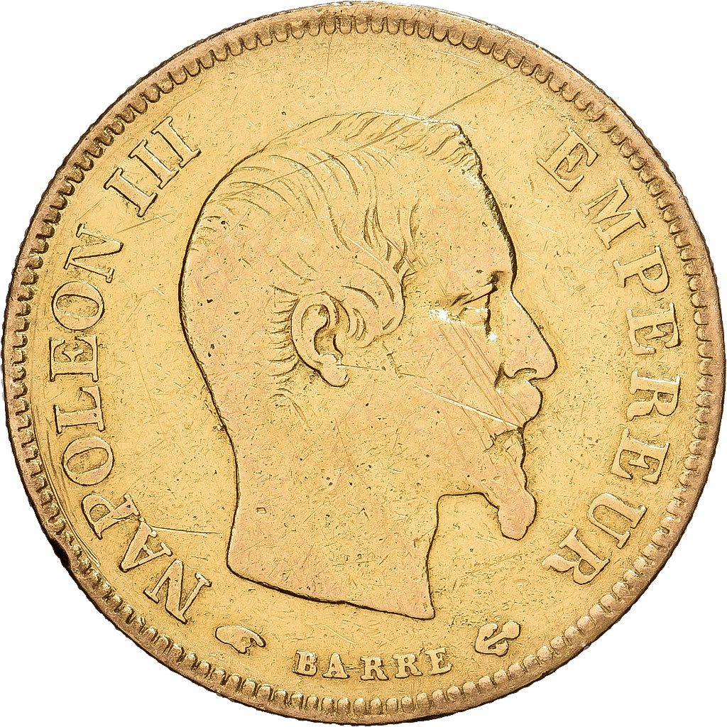 France, Napoleon III, 10 Francs, 1857, Paris, Gold, VF(30-35), Gadoury:1014