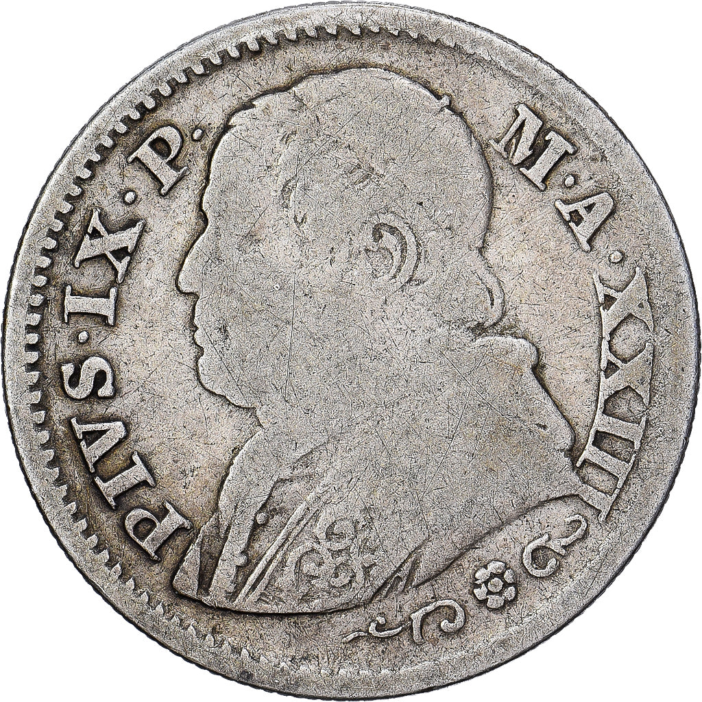PAŃSTWO WATYKAŃSKIE, PAPAL STATES, Pius IX, 10 Soldi, 50 Centesimi, 1868