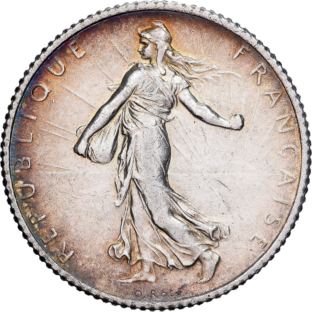 France, Franc, Semeuse, 1916, Paris, Silver, AU(55-58), Gadoury:467, KM:844.1