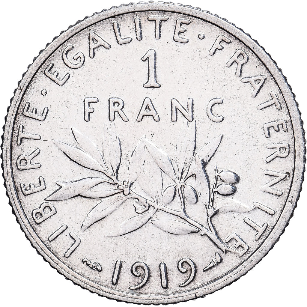 France, Franc, Semeuse, 1919, Paris, Silver, AU(55-58), Gadoury:467, KM:844.1