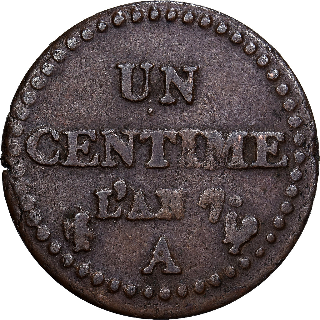 France, Centime, Dupré, AN 7 (1798-1799), Paris, Bronze, TTB, Gadoury:76