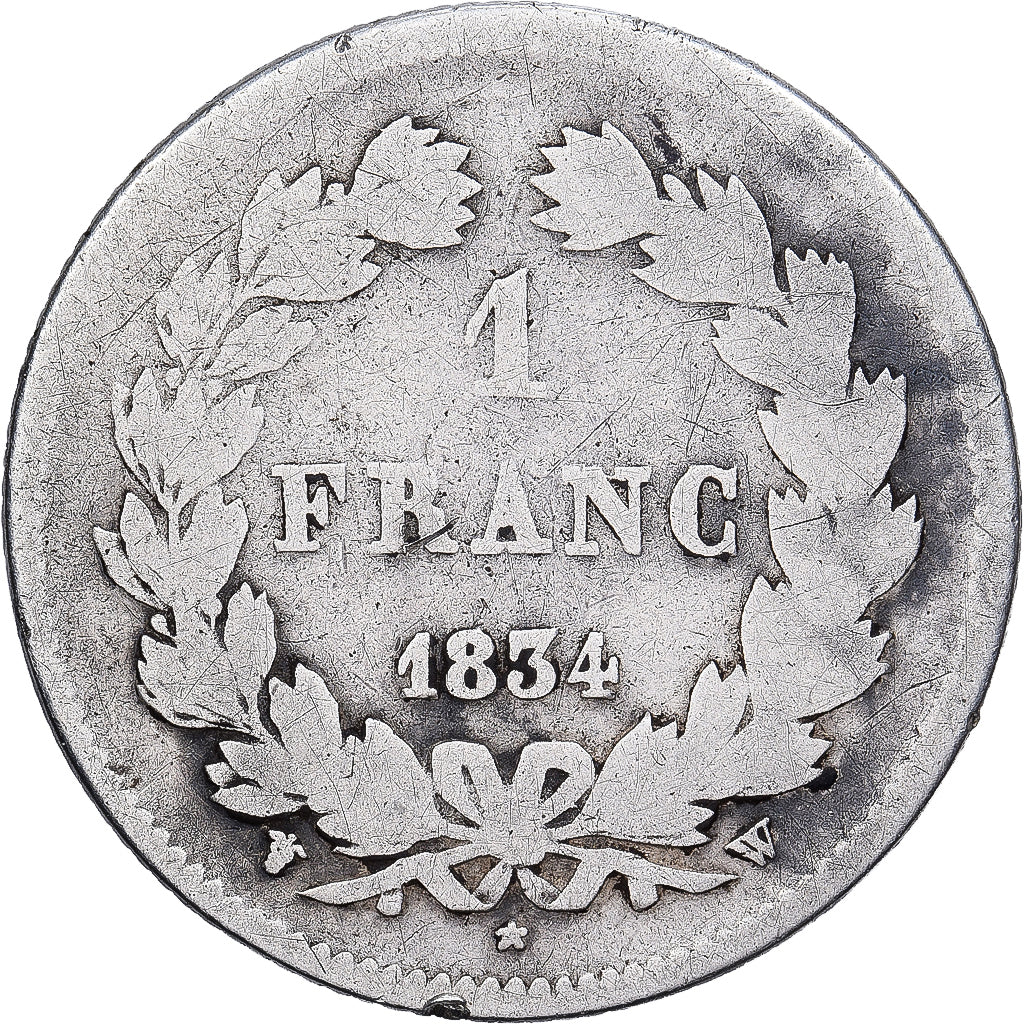 France, Louis-Philippe Ier, Franc, 1834, Lille, Argent, B, KM:748.13