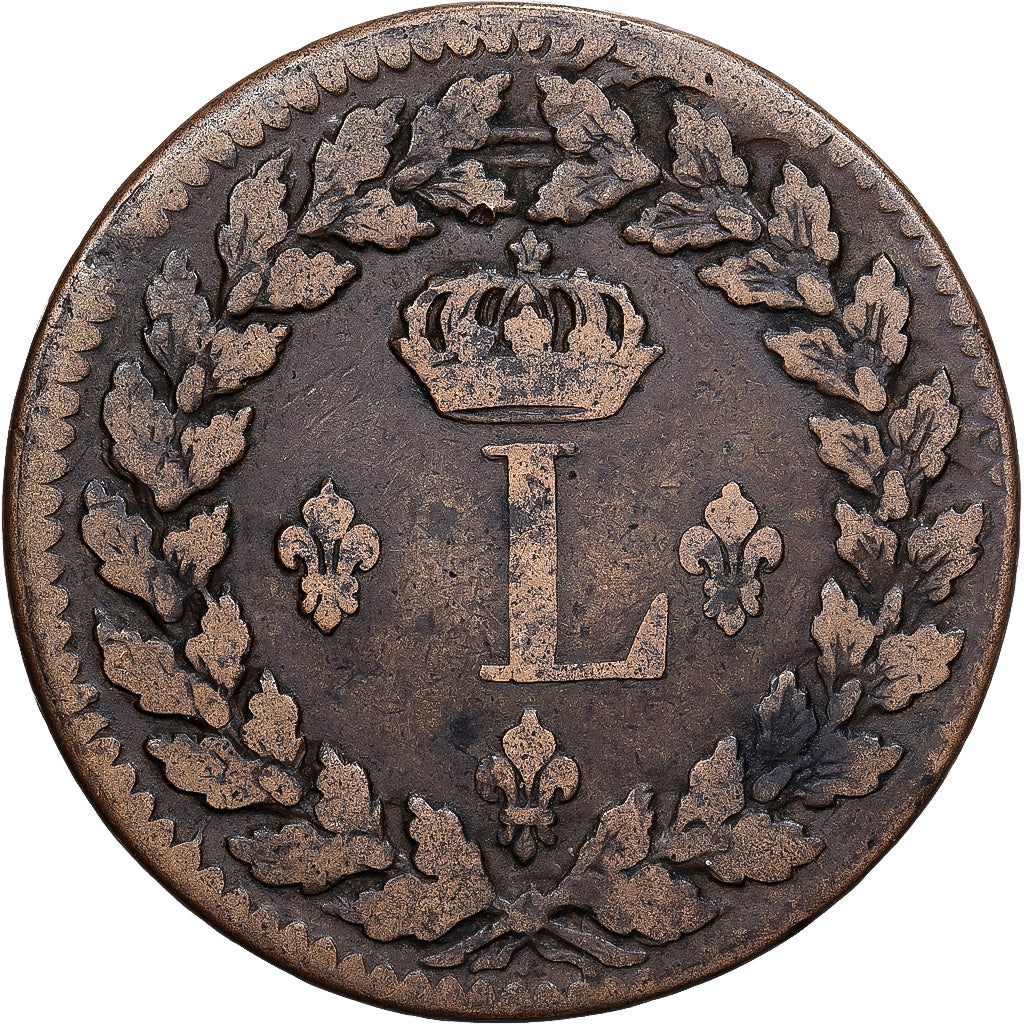 Frankrijk, Louis XVIII, Decime, 1815, Strasbourg, Bronzen, ZF, Gadoury:196c