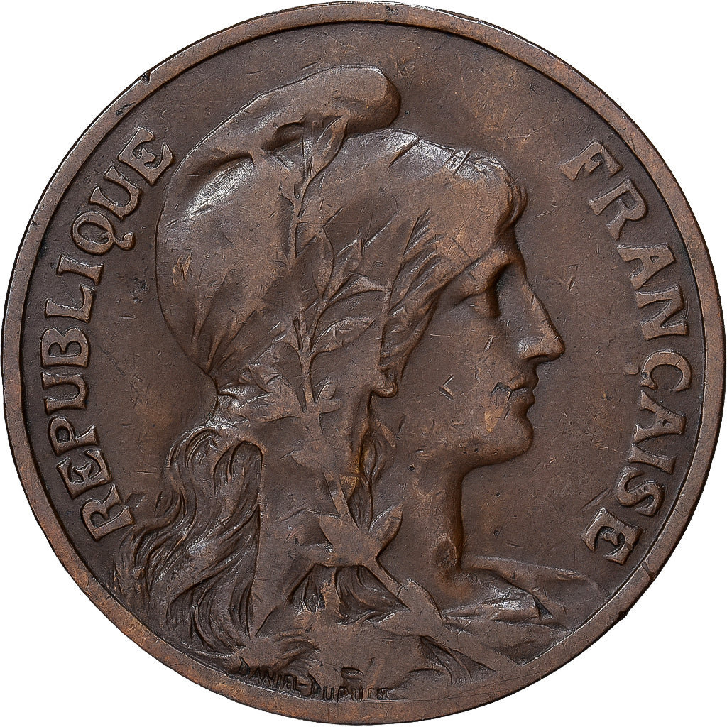 Frankrijk, 10 Centimes, Dupuis, 1908, Paris, Bronzen, ZF, Gadoury:277, KM:843