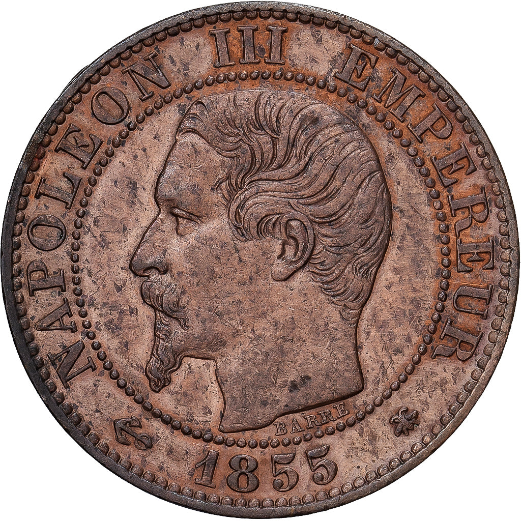 France, Napoléon III, 5 Centimes, 1855, Strasbourg, ancre, Bronze, SUP