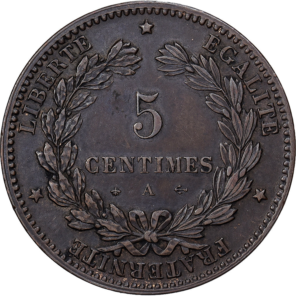 France, 5 Centimes, Cérès, 1872, Paris, ancre, Bronze, SUP, Gadoury:157a