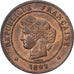 France, 5 Centimes, Cérès, 1892, Paris, Bronze, SUP, Gadoury:157a, KM:821.1