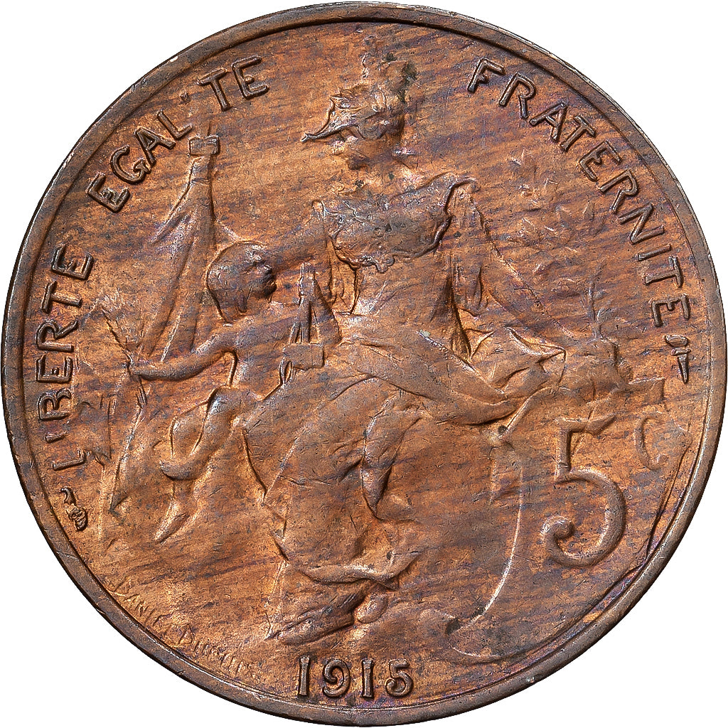 Frankreich, 5 Centimes, Dupuis, 1915, Paris, Bronze, VZ, Gadoury:165, KM:842