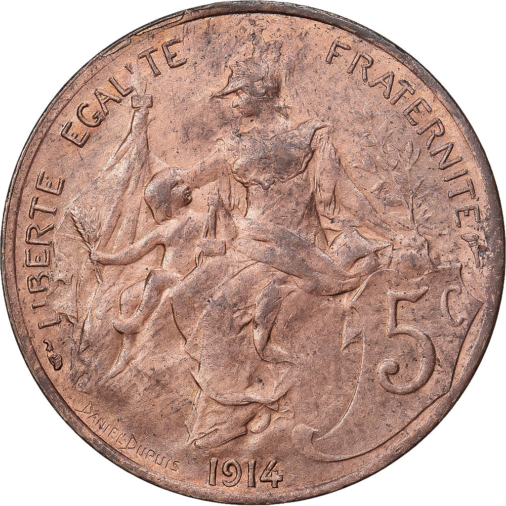 Francia, 5 Centimes, Dupuis, 1914, Paris, Bronce, EBC, Gadoury:165, KM:842