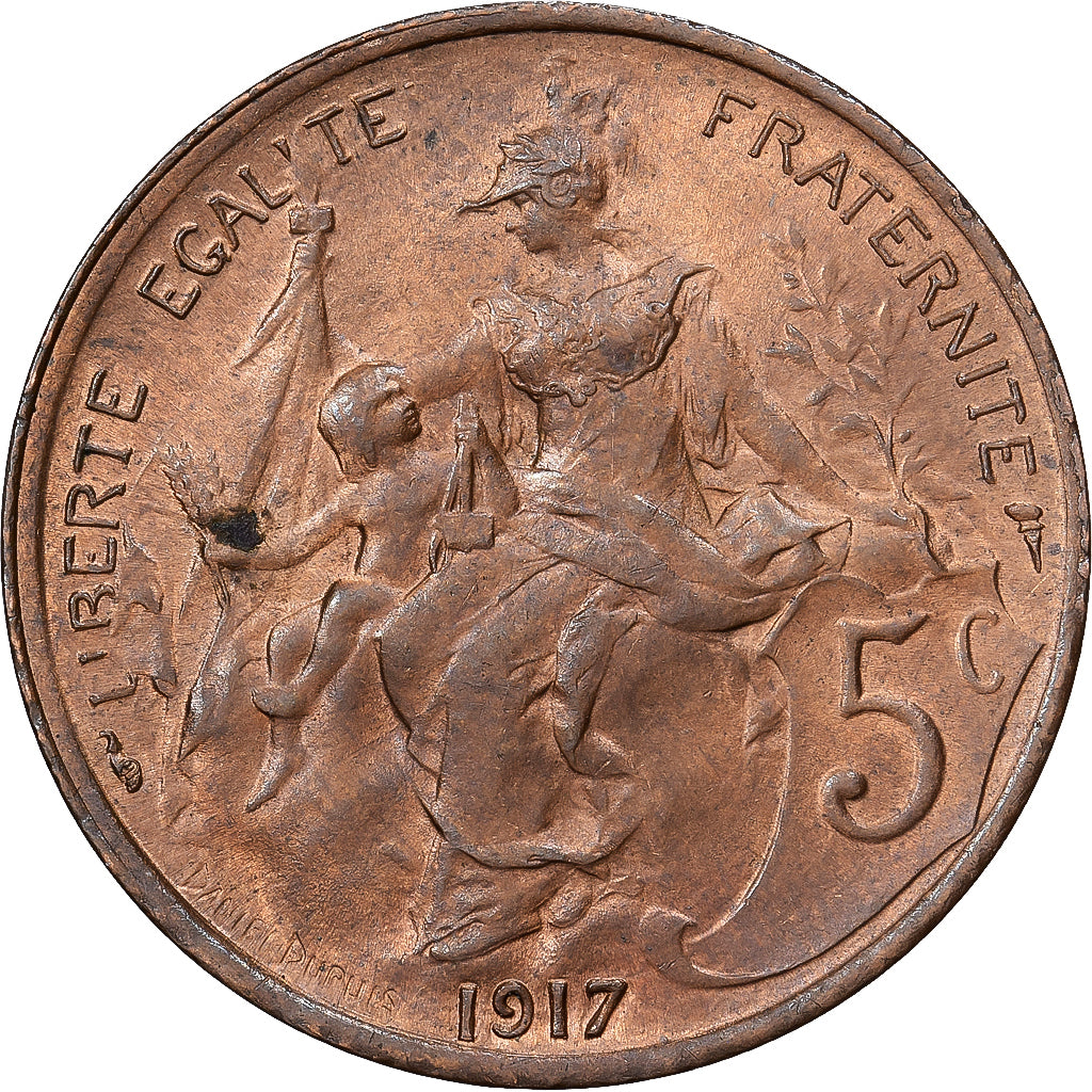 Francia, 5 Centimes, Dupuis, 1917, Paris, Bronce, EBC, Gadoury:165, KM:842