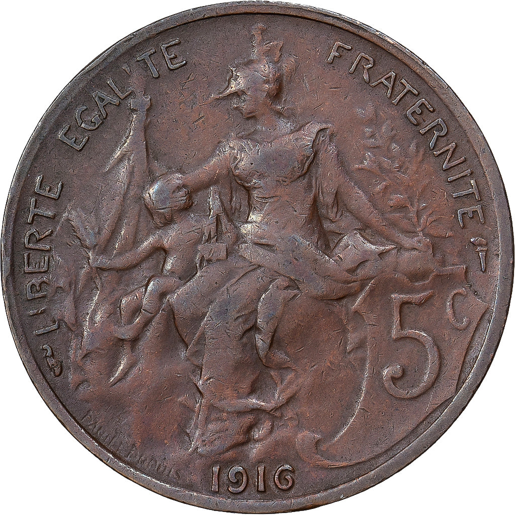 Frankreich, 5 Centimes, Dupuis, 1916, Paris, Bronze, SS+, Gadoury:165, KM:842