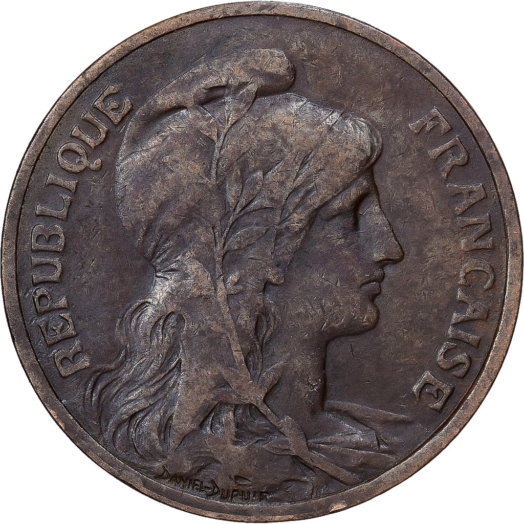 France, 5 Centimes, Dupuis, 1908, Paris, Bronze, EF(40-45), Gadoury:165, KM:842