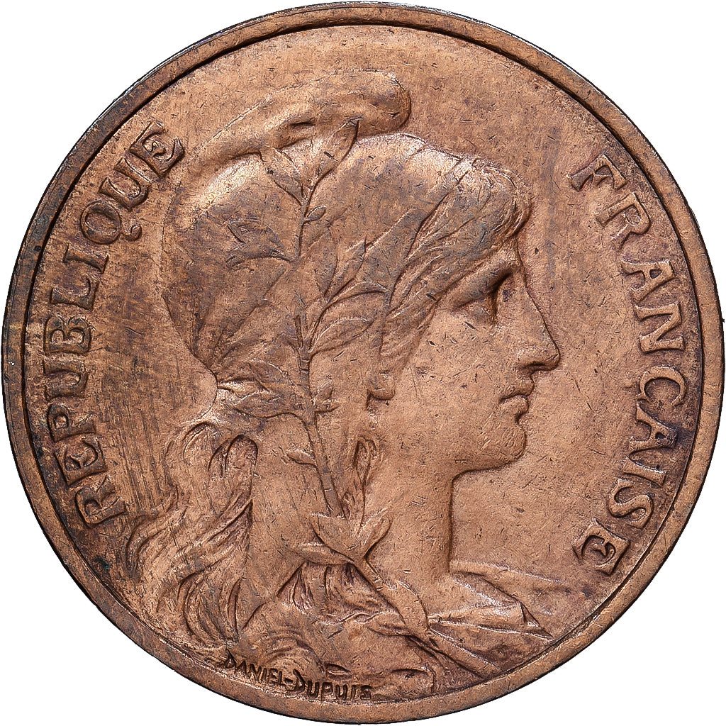 Francja, 5 Centimes, Dupuis, 1907, Paris, Brązowy, AU(55-58), KM:842