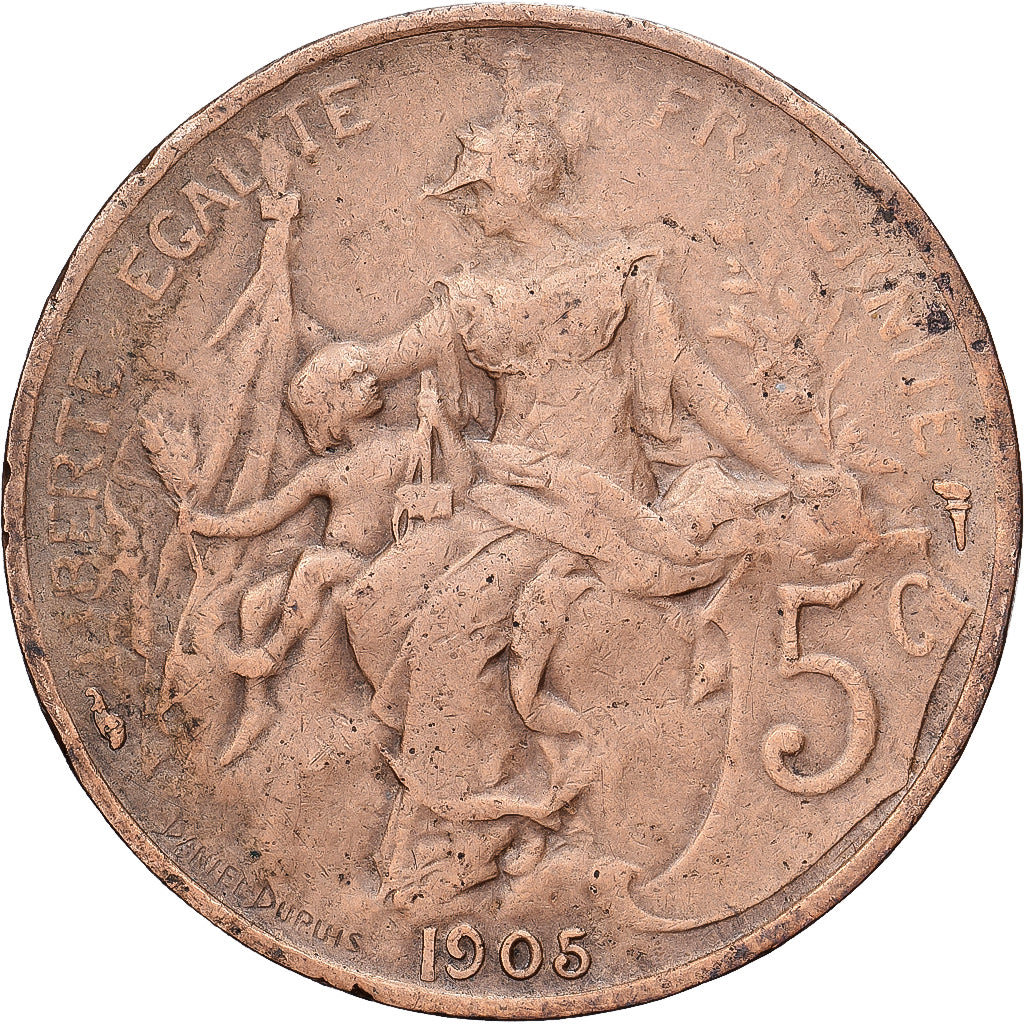 Frankreich, 5 Centimes, Dupuis, 1905, Paris, Bronze, S+, Gadoury:165, KM:842